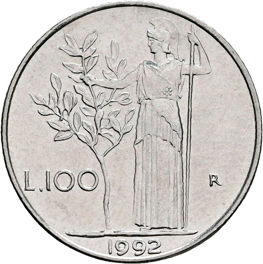 100 Lire 1992 – Rückseite
