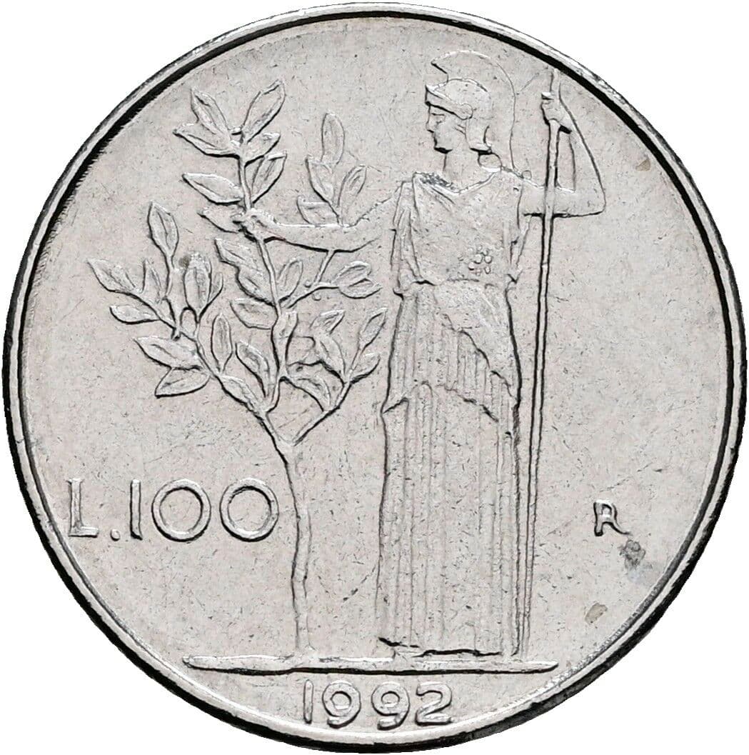 100 Lire 1992 – Rückseite
