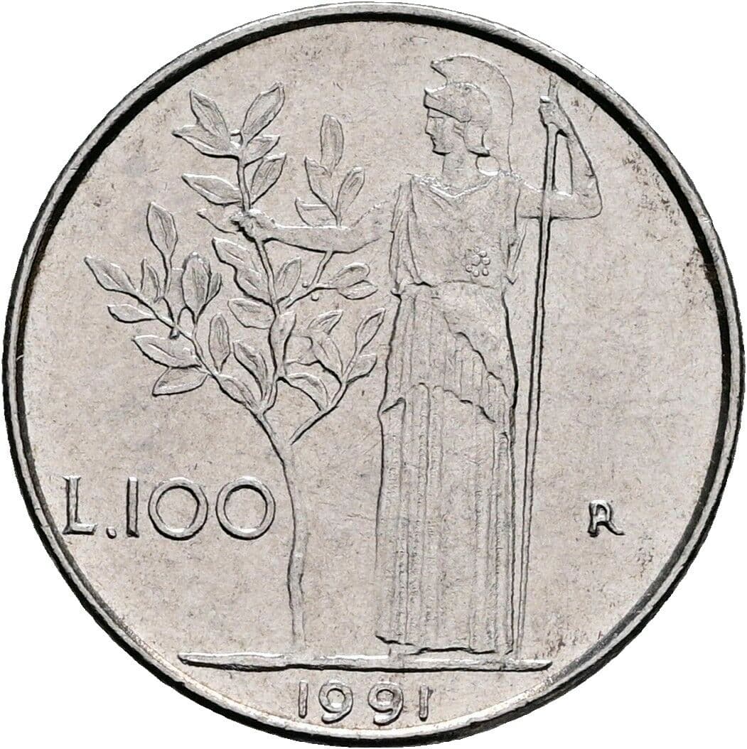 100 Lire 1991 – Rückseite