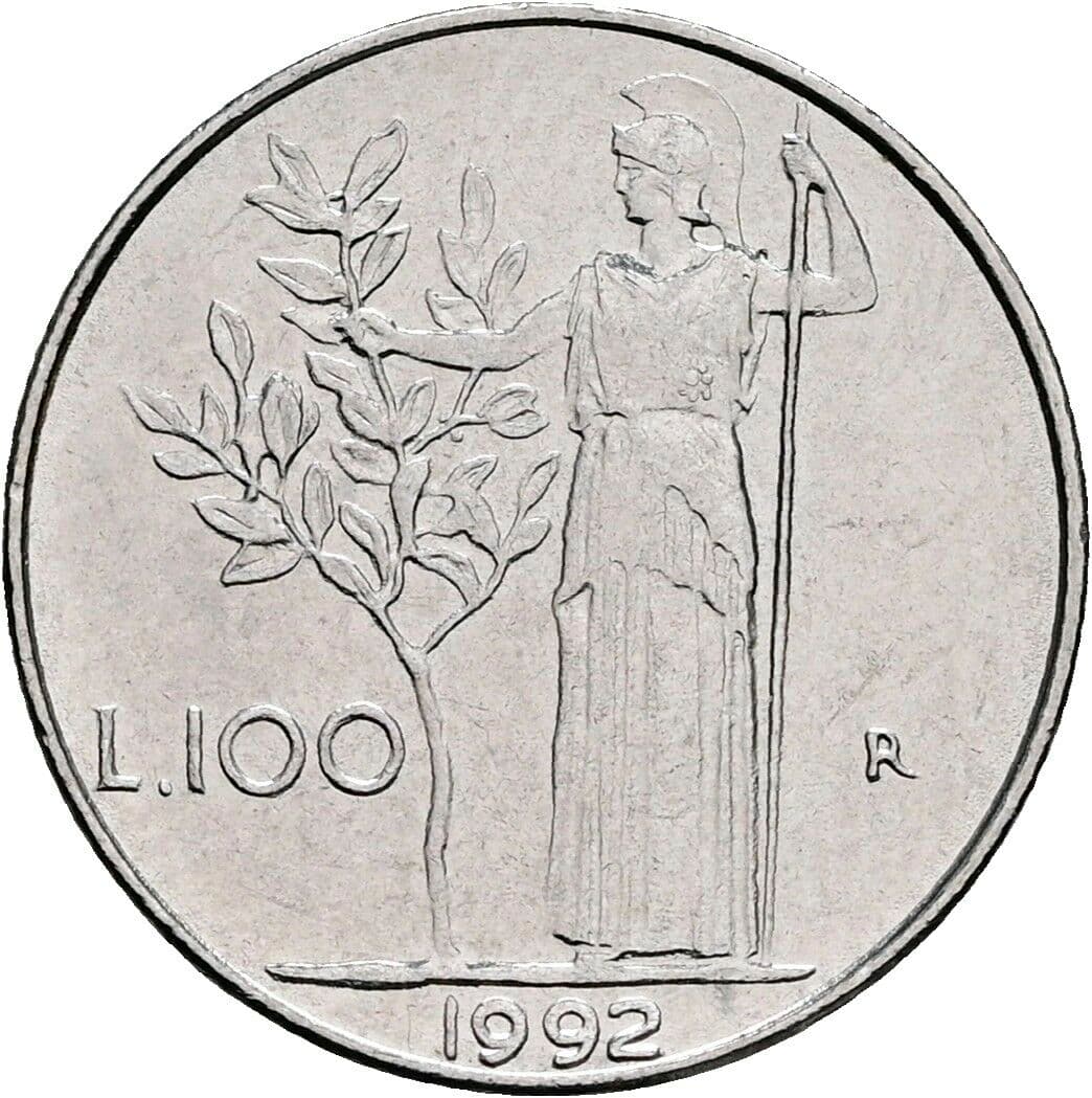 100 Lire 1992 – Rückseite