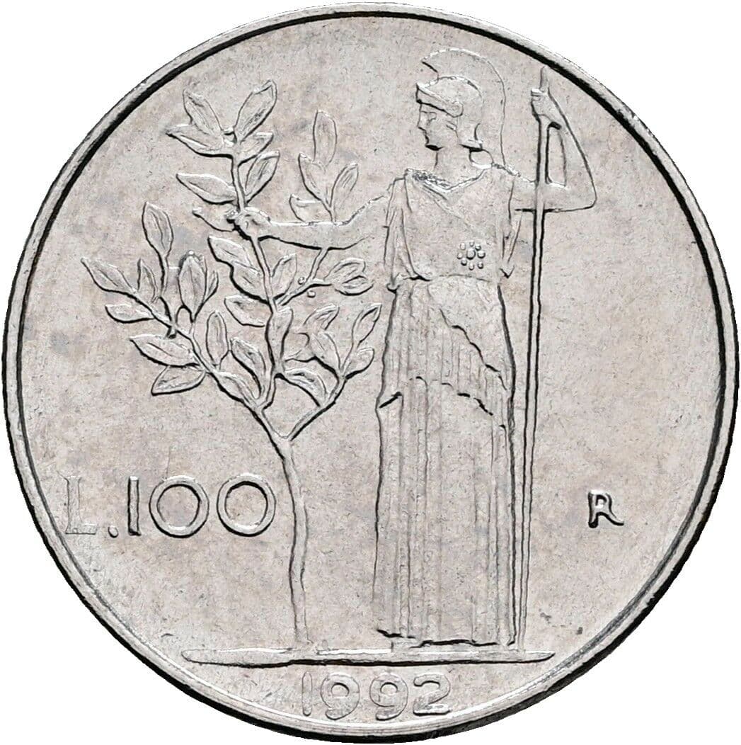 100 Lire 1992 – Rückseite