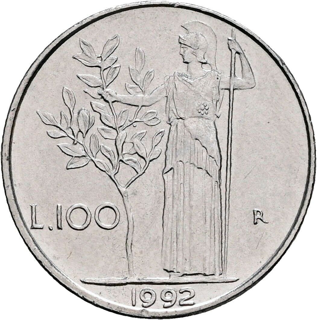 100 Lire 1992 – Rückseite