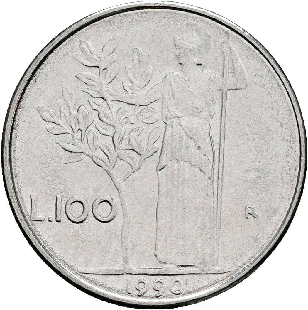 100 Lire 1990 – Rückseite