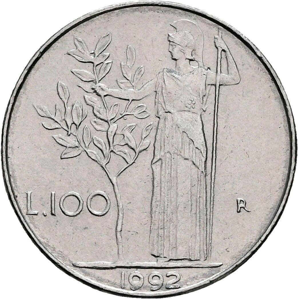 100 Lire 1992 – Rückseite