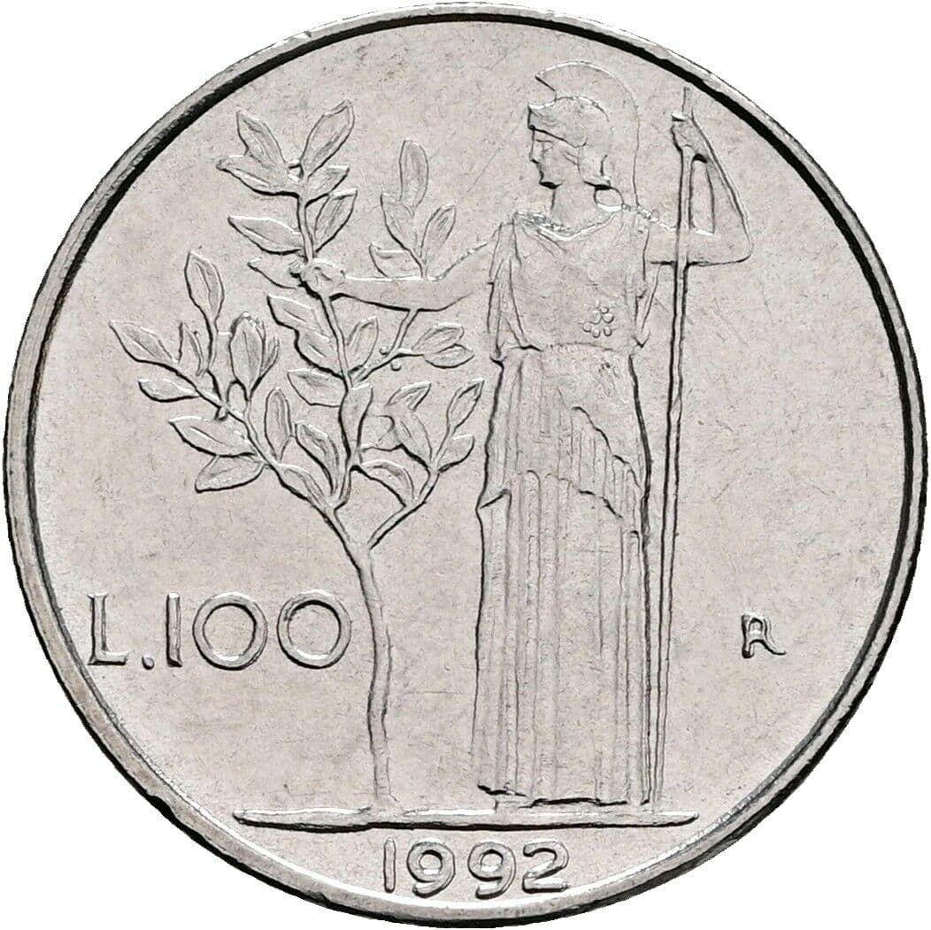 100 Lire 1992 – Rückseite