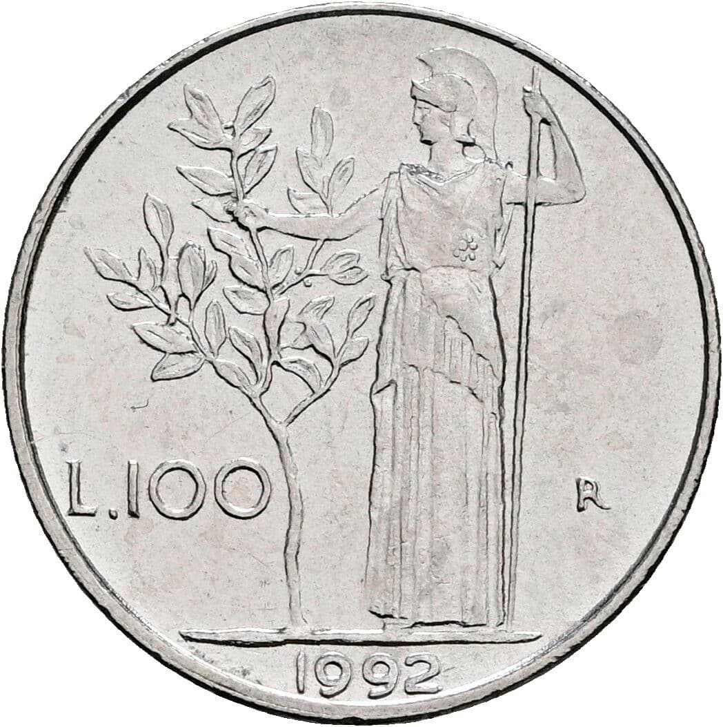 100 Lire 1992 – Rückseite