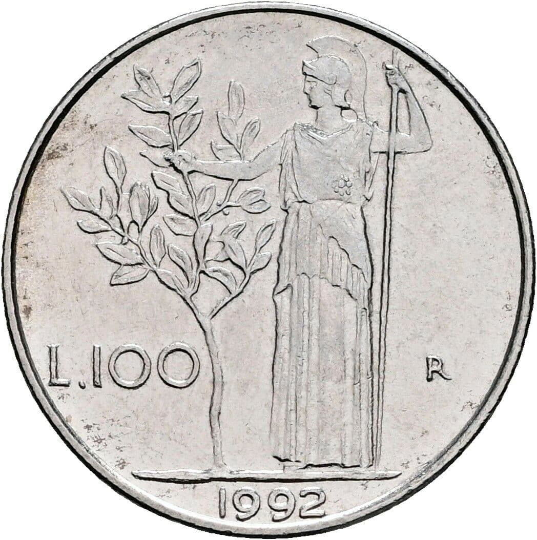 100 Lire 1992 – Rückseite