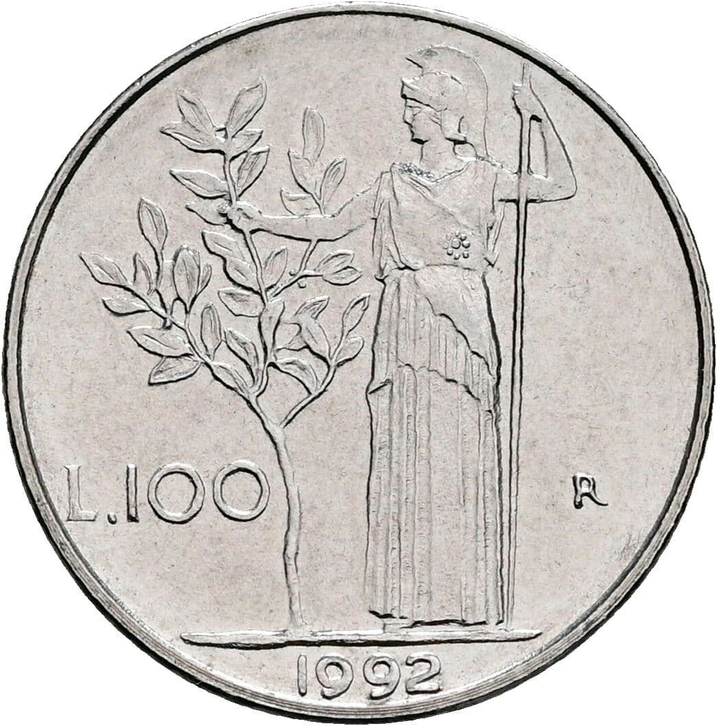 100 Lire 1992 – Rückseite