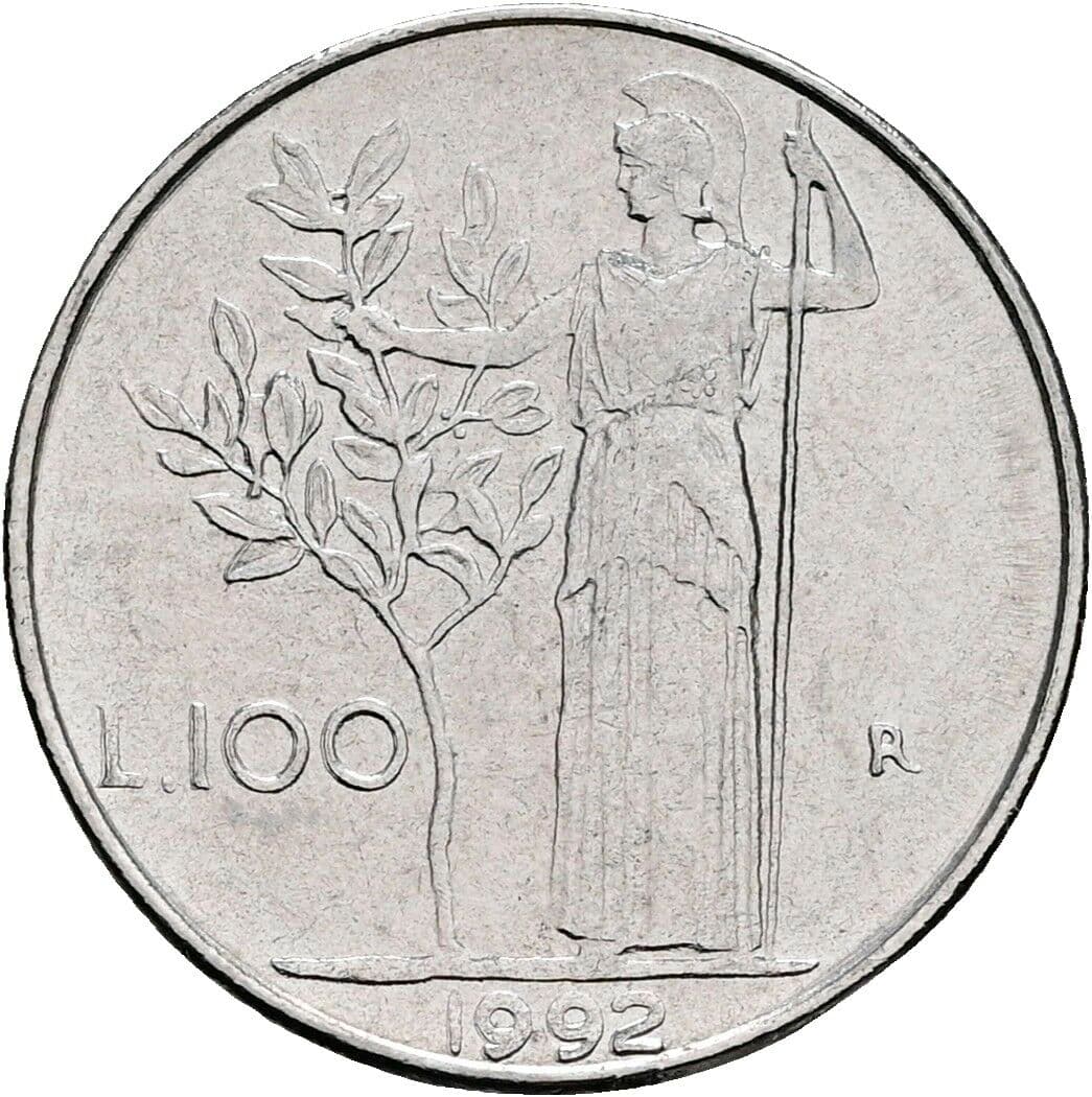 100 Lire 1992 – Rückseite