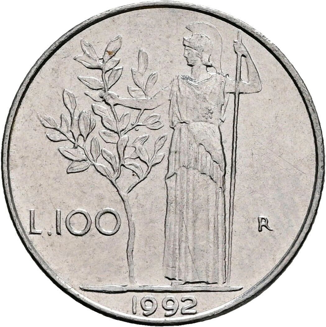 100 Lire 1992 – Rückseite