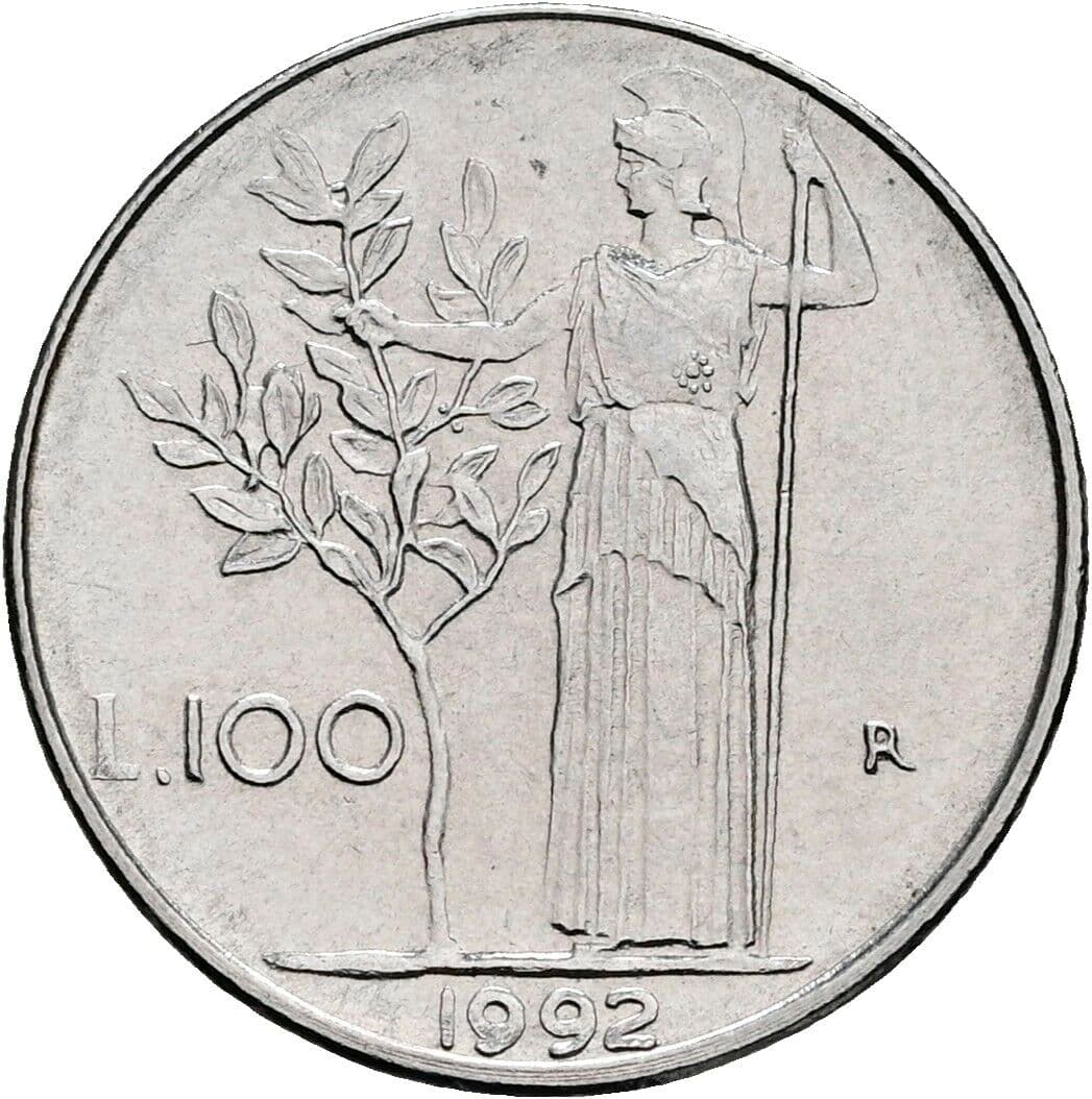 100 Lire 1992 – Rückseite