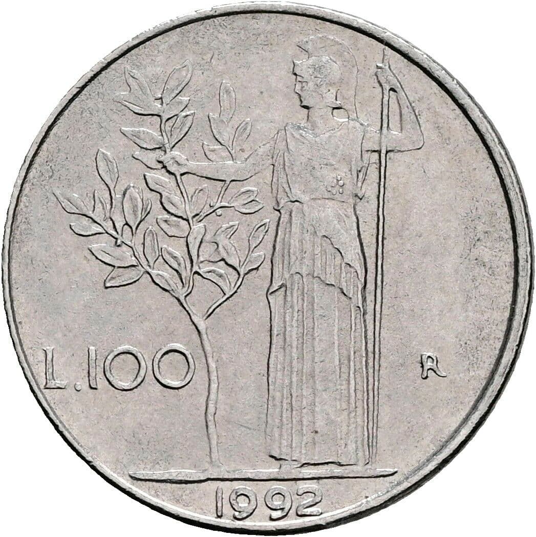 100 Lire 1992 – Rückseite