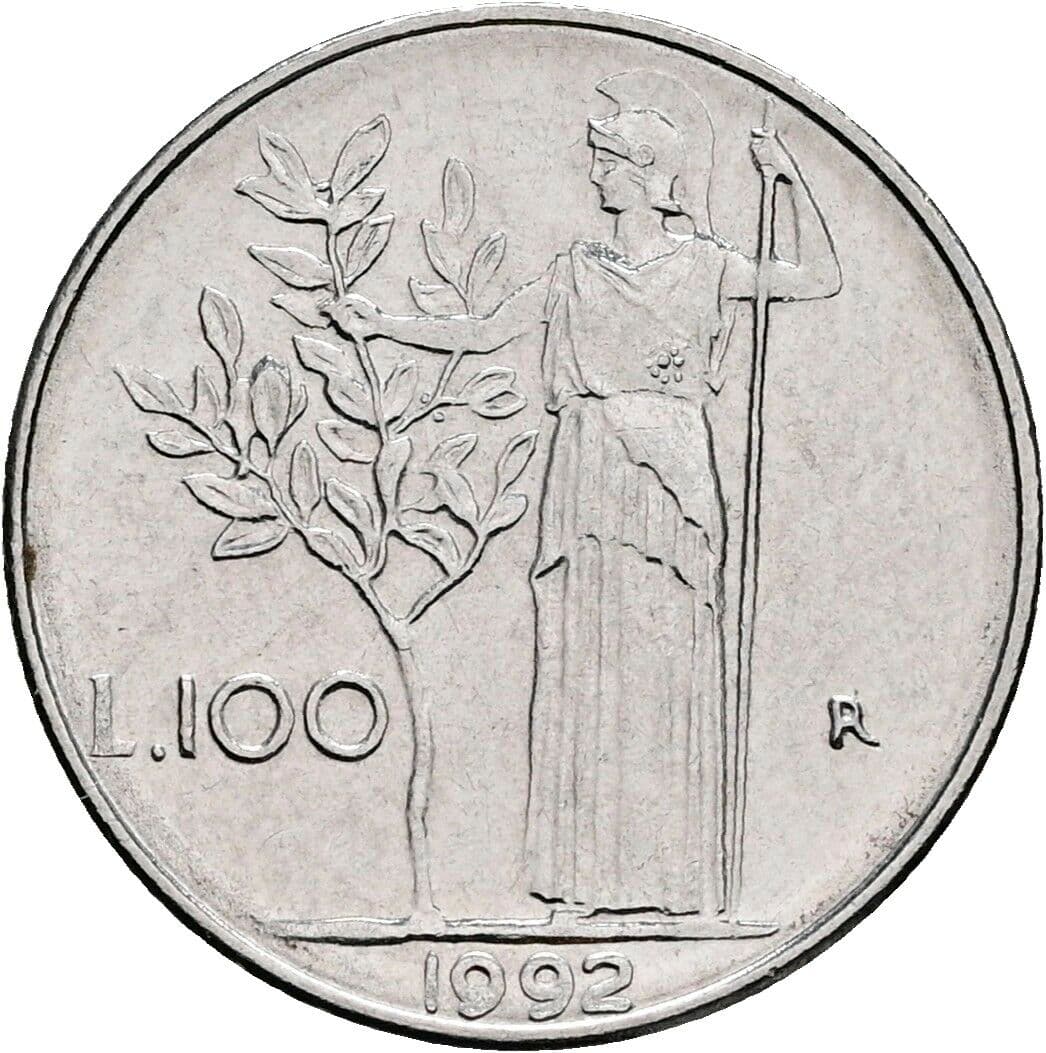 100 Lire 1992 – Rückseite
