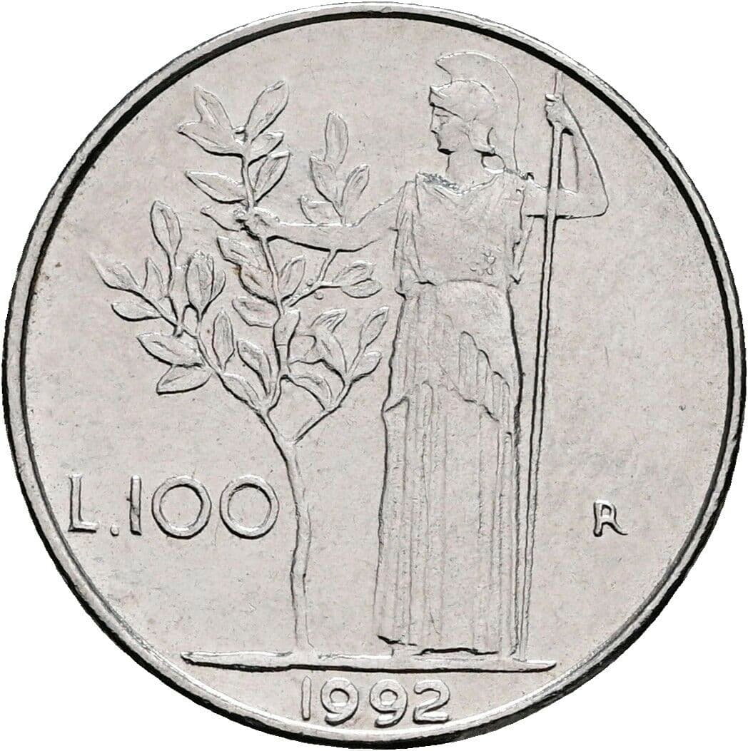 100 Lire 1992 – Rückseite
