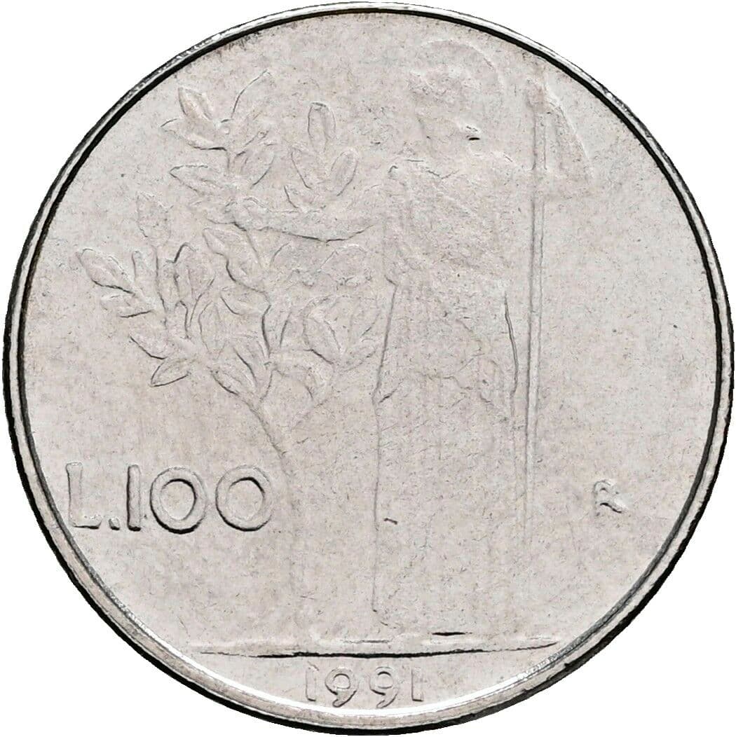 100 Lire 1991 – Rückseite