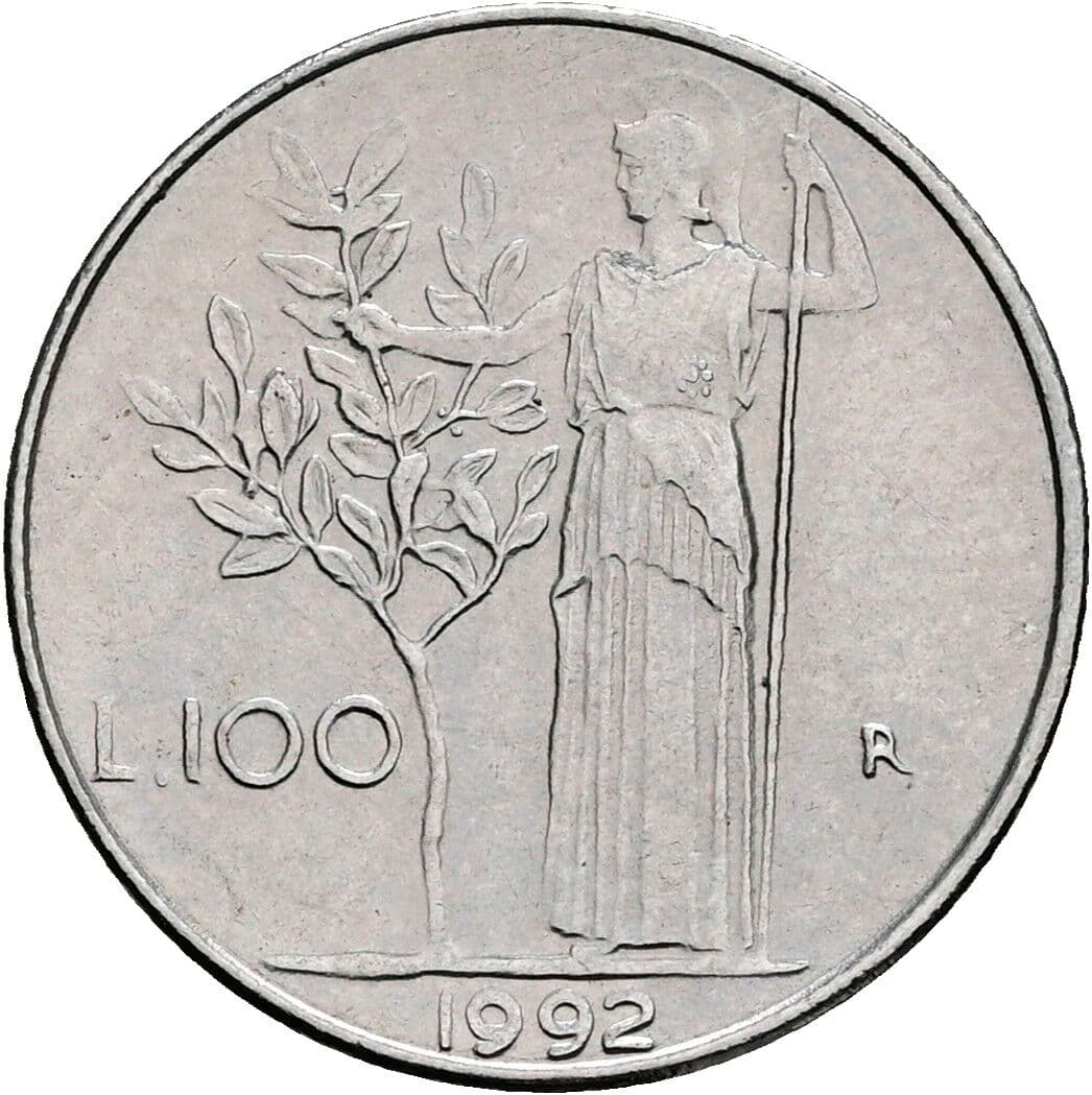 100 Lire 1992 – Rückseite