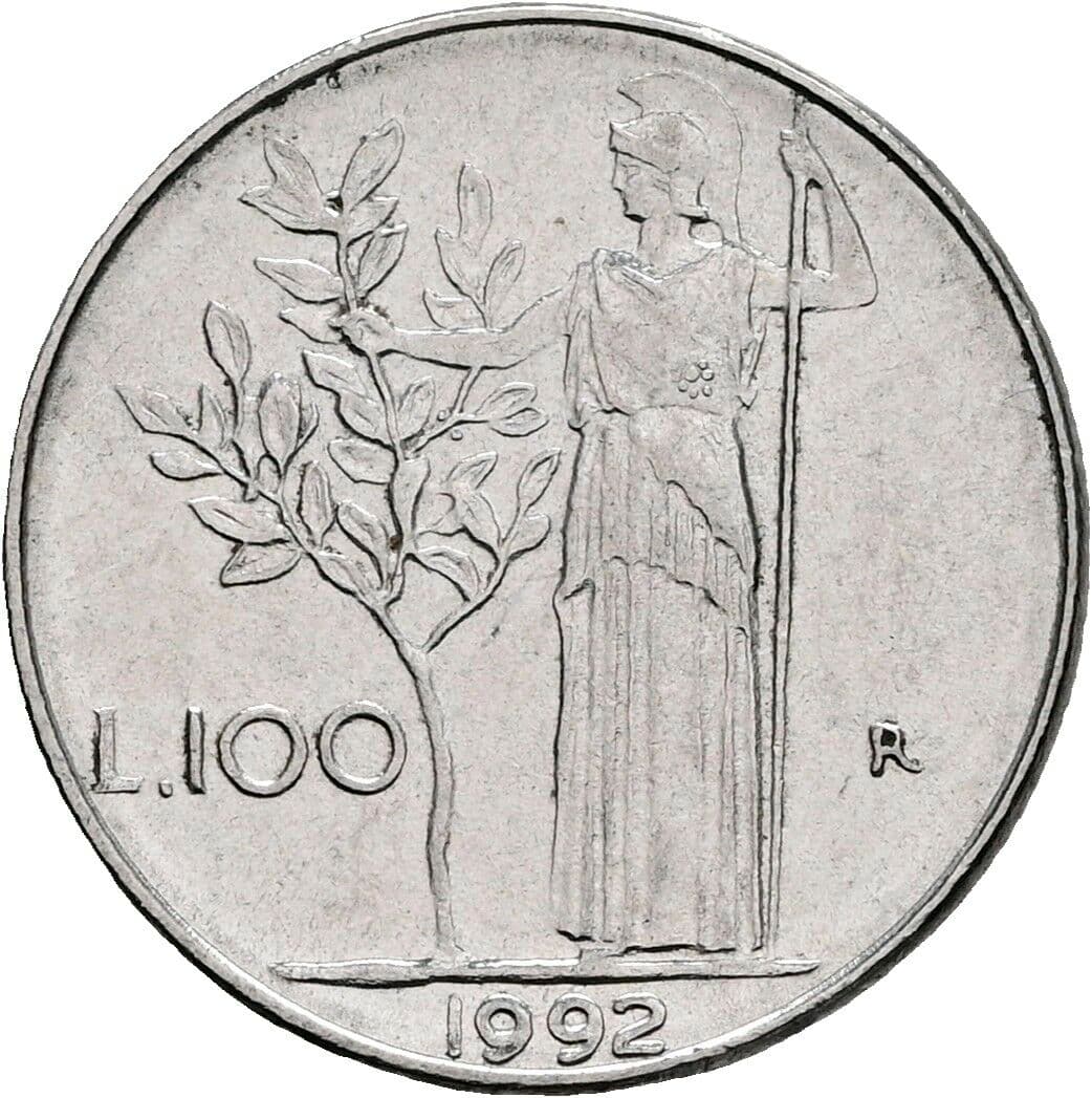 100 Lire 1992 – Rückseite