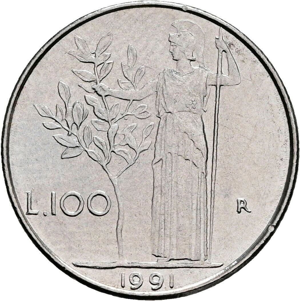 100 Lire 1991 – Rückseite