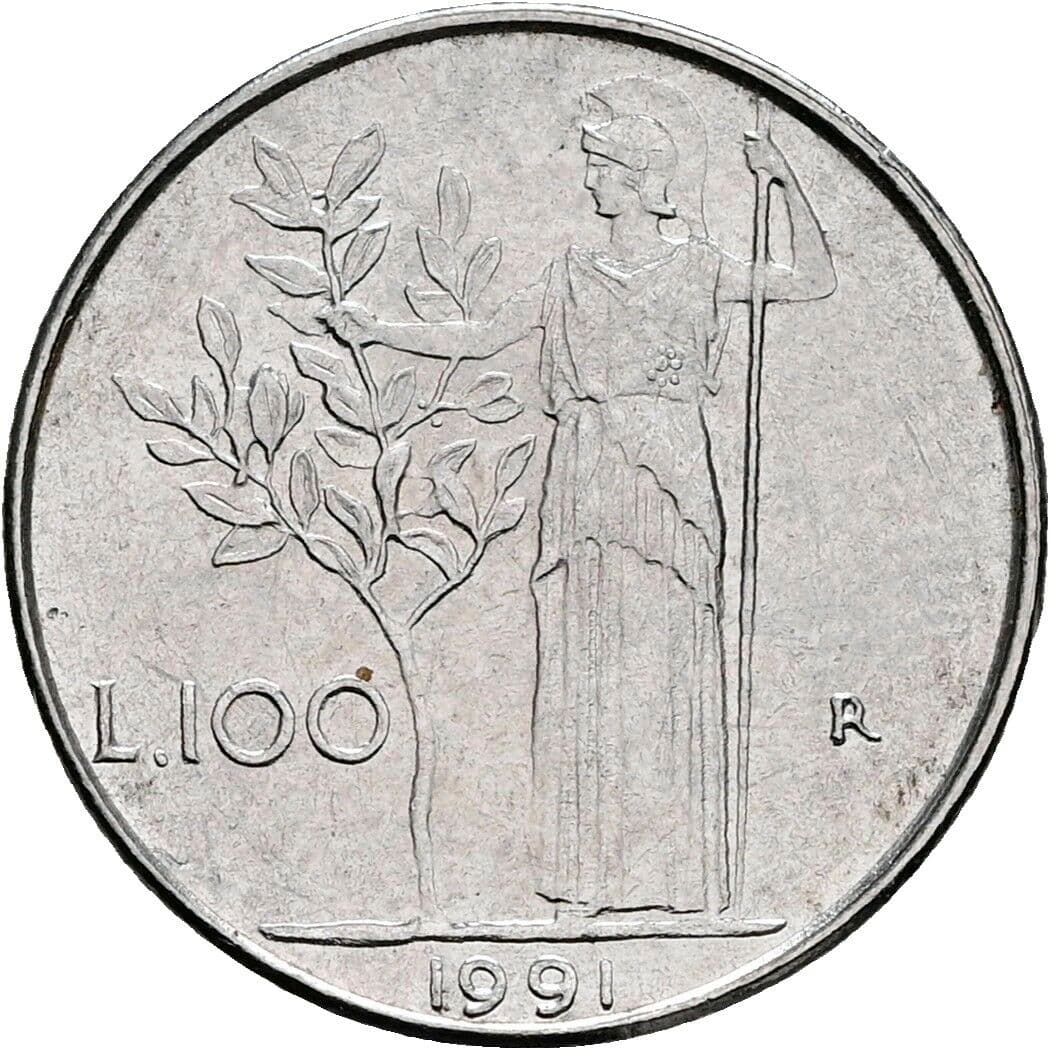 100 Lire 1991 – Rückseite