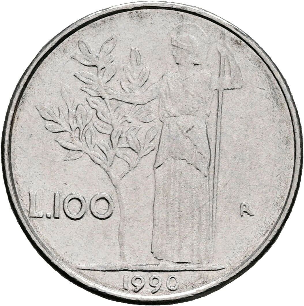 100 Lire 1990 – Rückseite