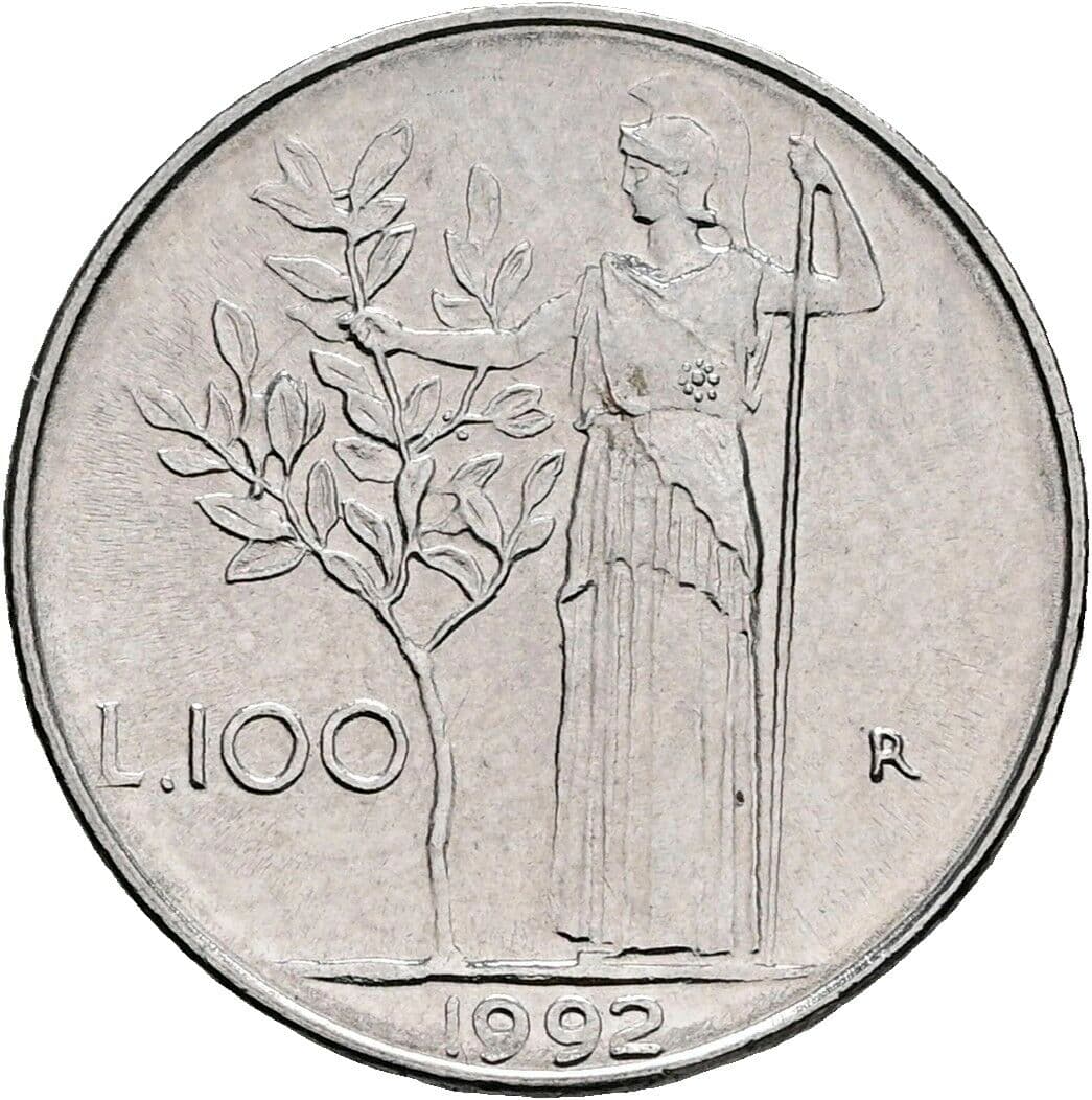 100 Lire 1992 – Rückseite