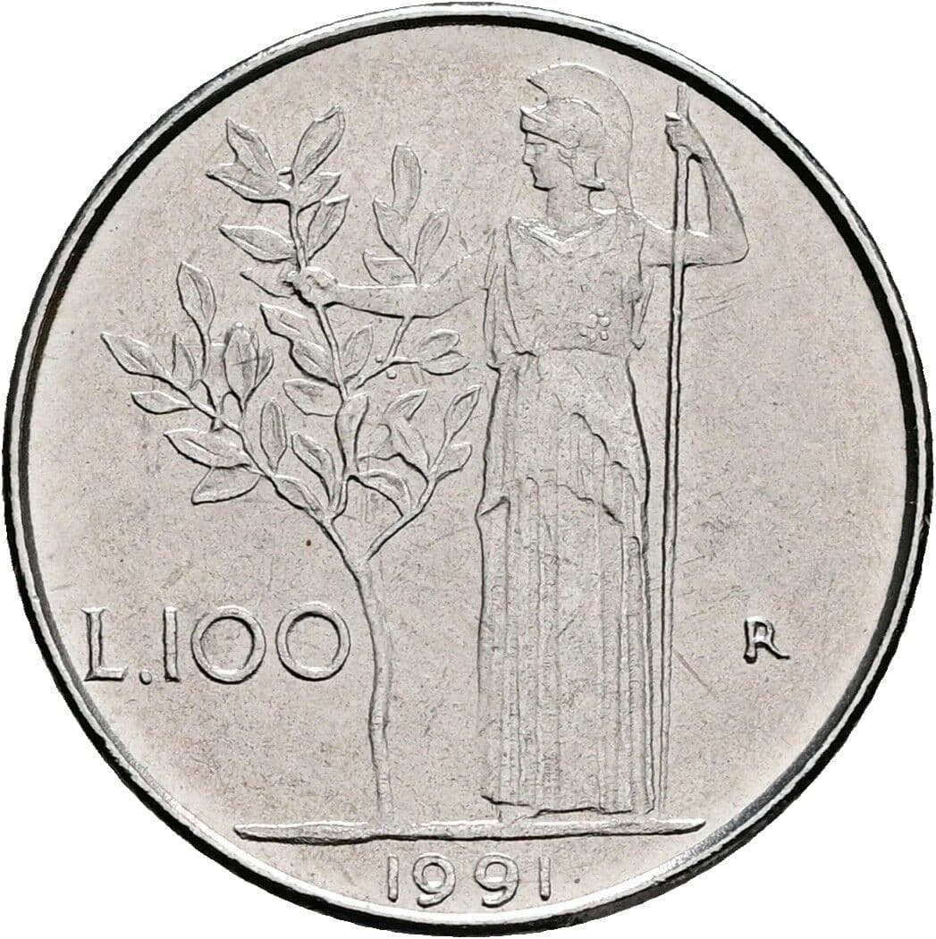 100 Lire 1991 – Rückseite