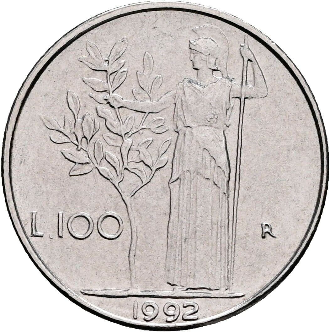 100 Lire 1992 – Rückseite