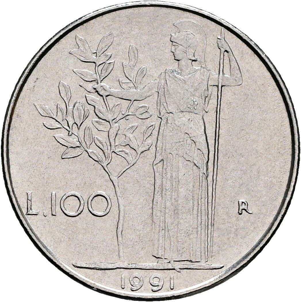 100 Lire 1991 – Rückseite