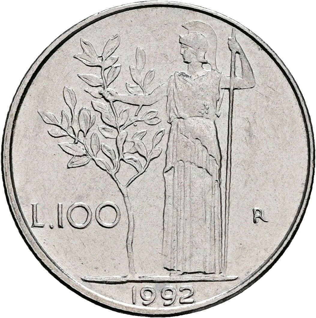 100 Lire 1992 – Rückseite