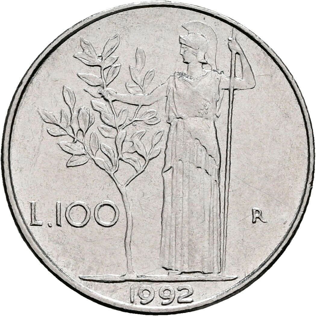 100 Lire 1992 – Rückseite