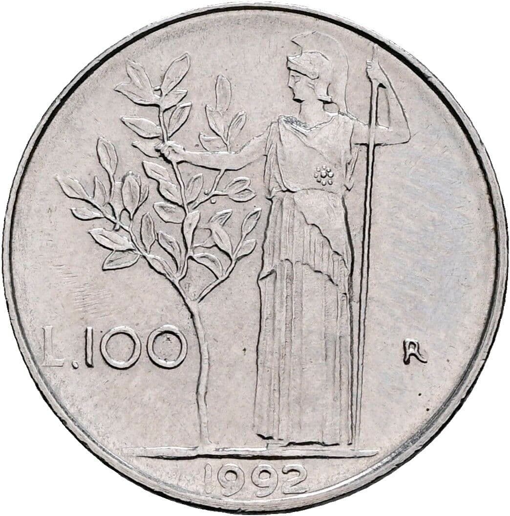 100 Lire 1992 – Rückseite