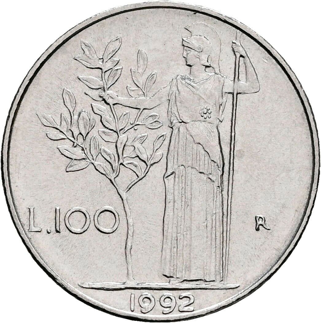 100 Lire 1992 – Rückseite