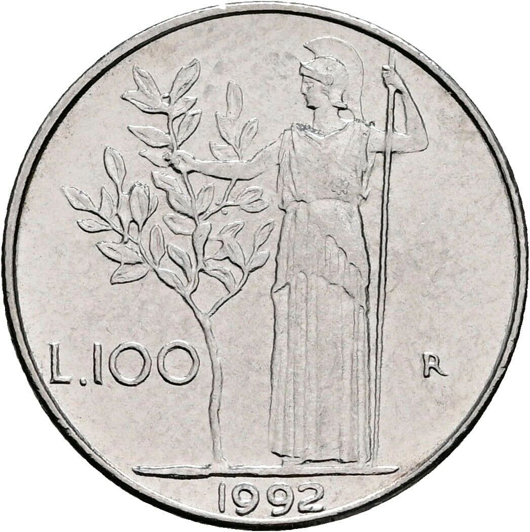 100 Lire 1992 – Rückseite