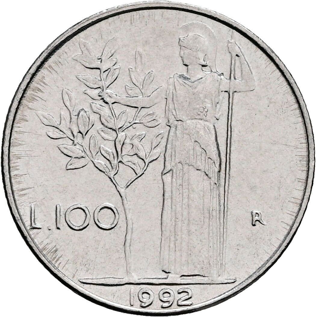 100 Lire 1992 – Rückseite