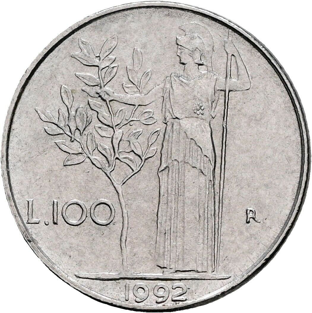 100 Lire 1992 – Rückseite