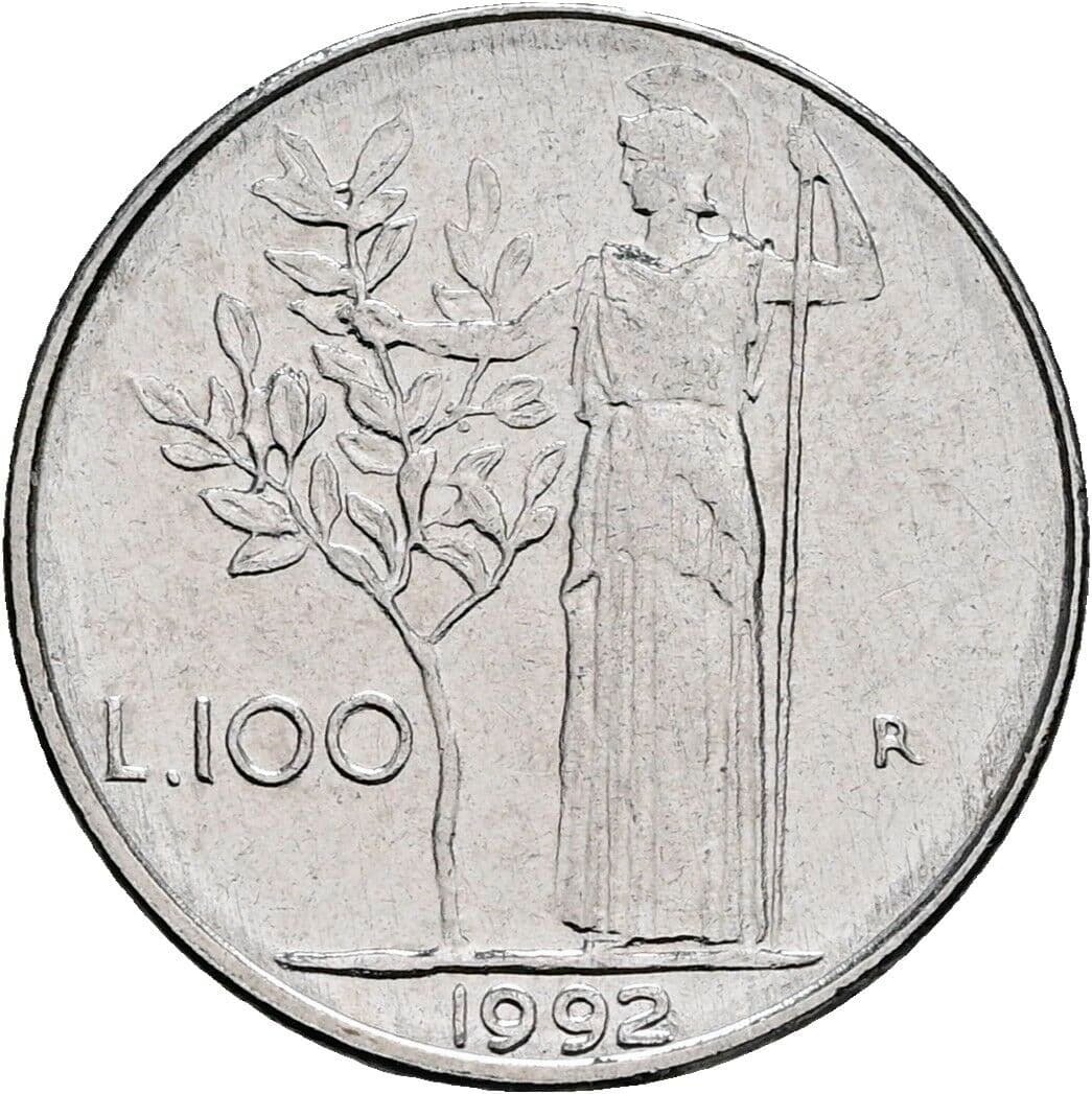 100 Lire 1992 – Rückseite