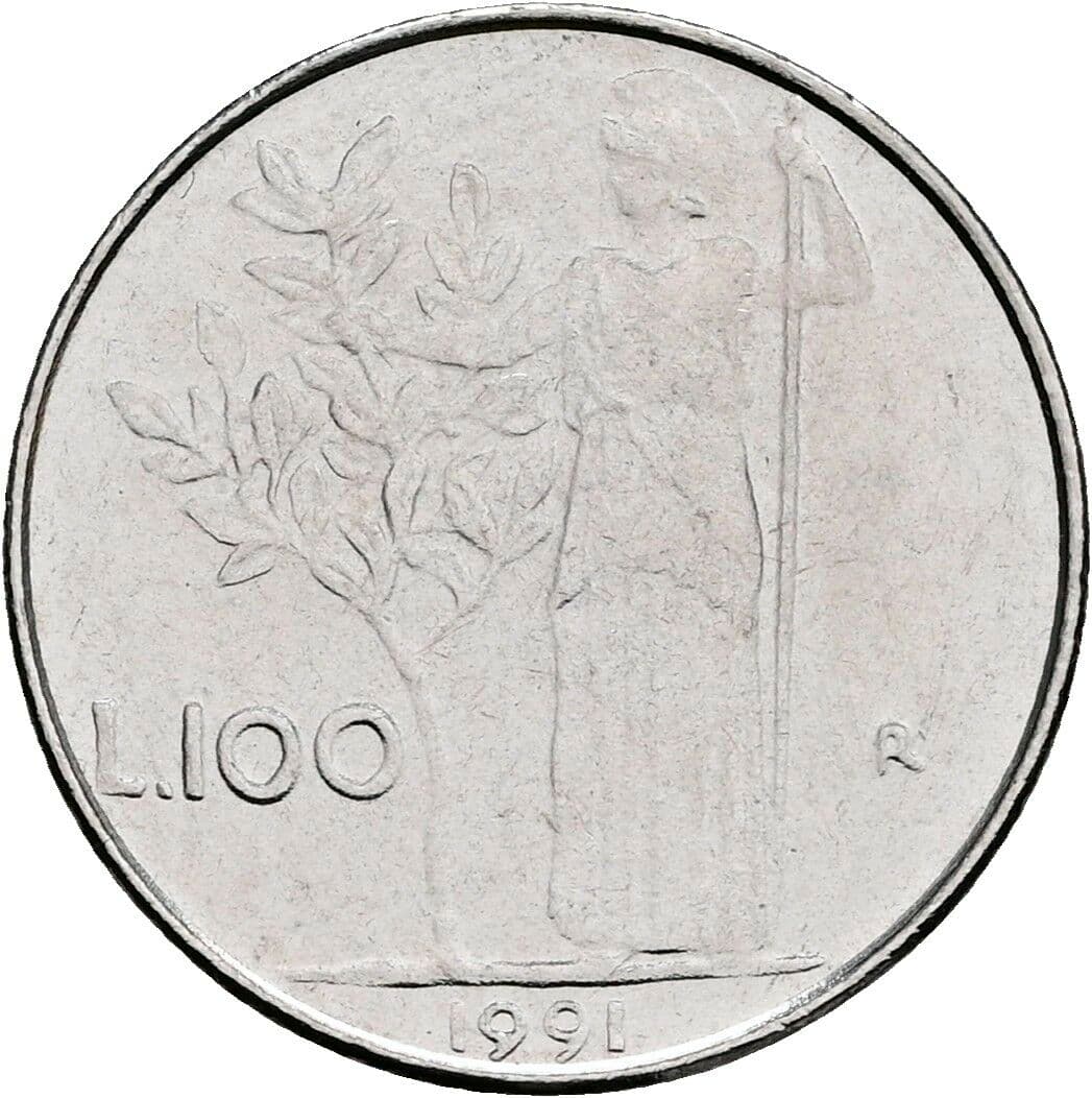 100 Lire 1991 – Rückseite