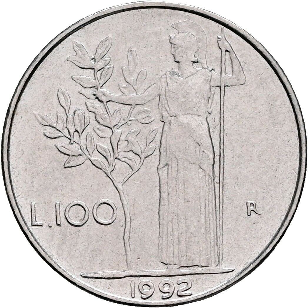 100 Lire 1992 – Rückseite