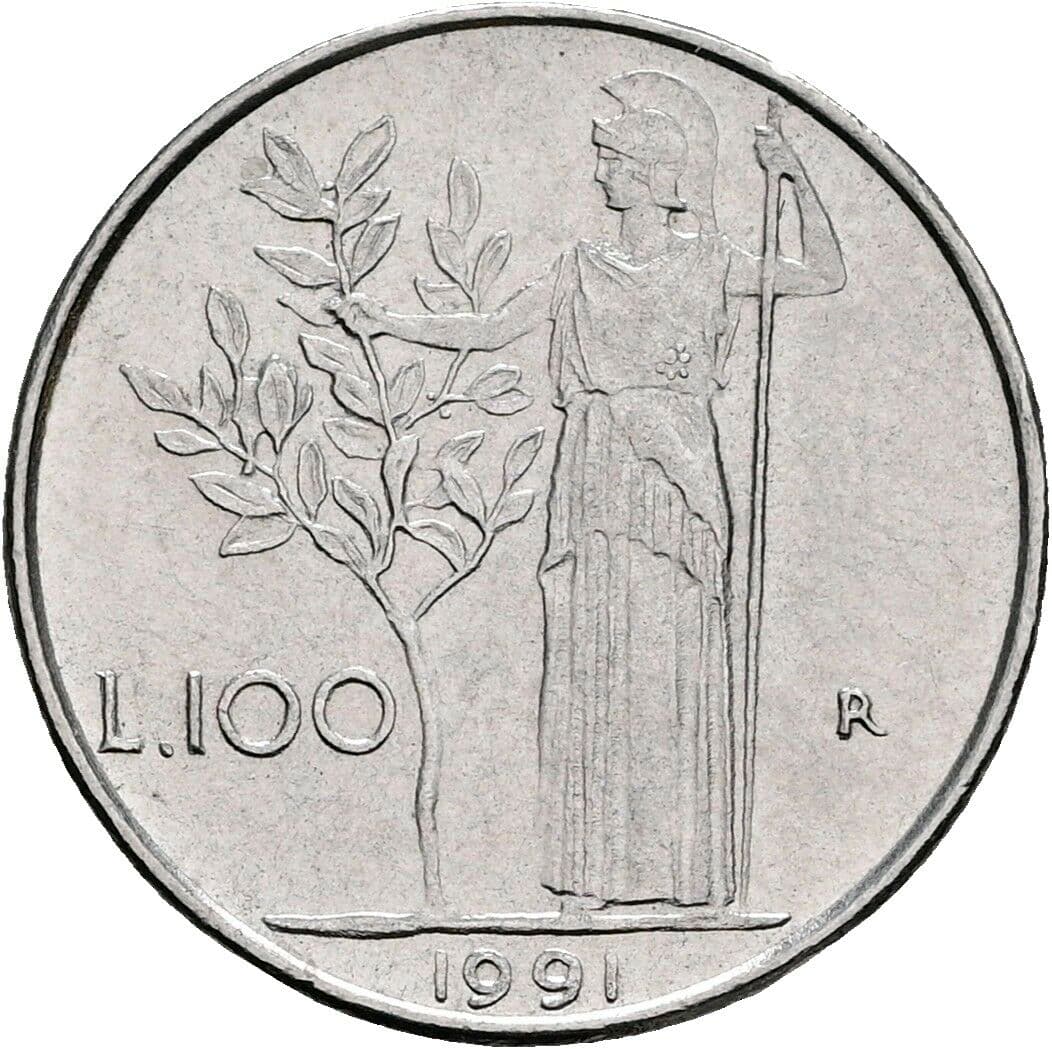 100 Lire 1991 – Rückseite