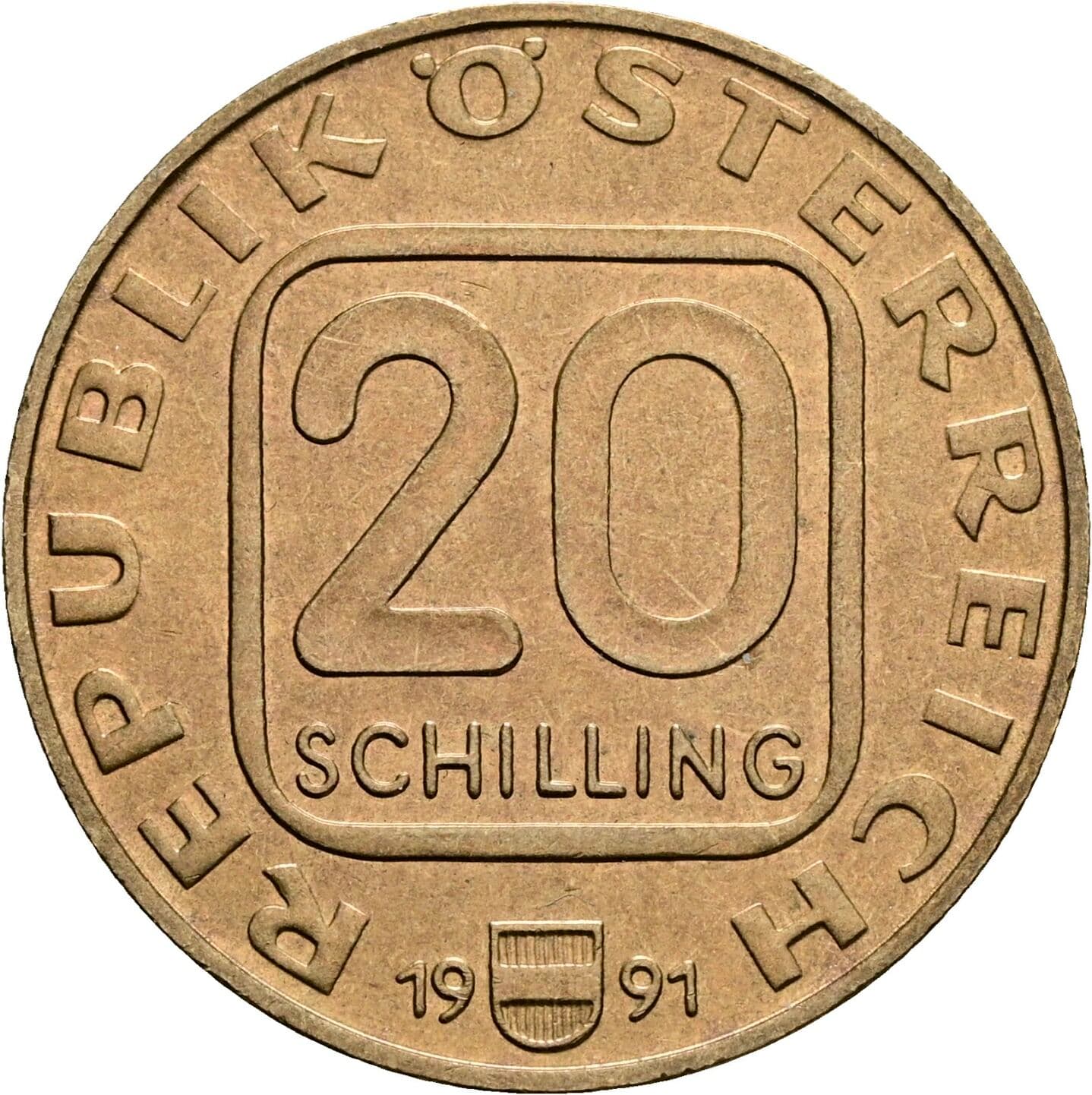 20 Schilling 1991 – Vorderseite