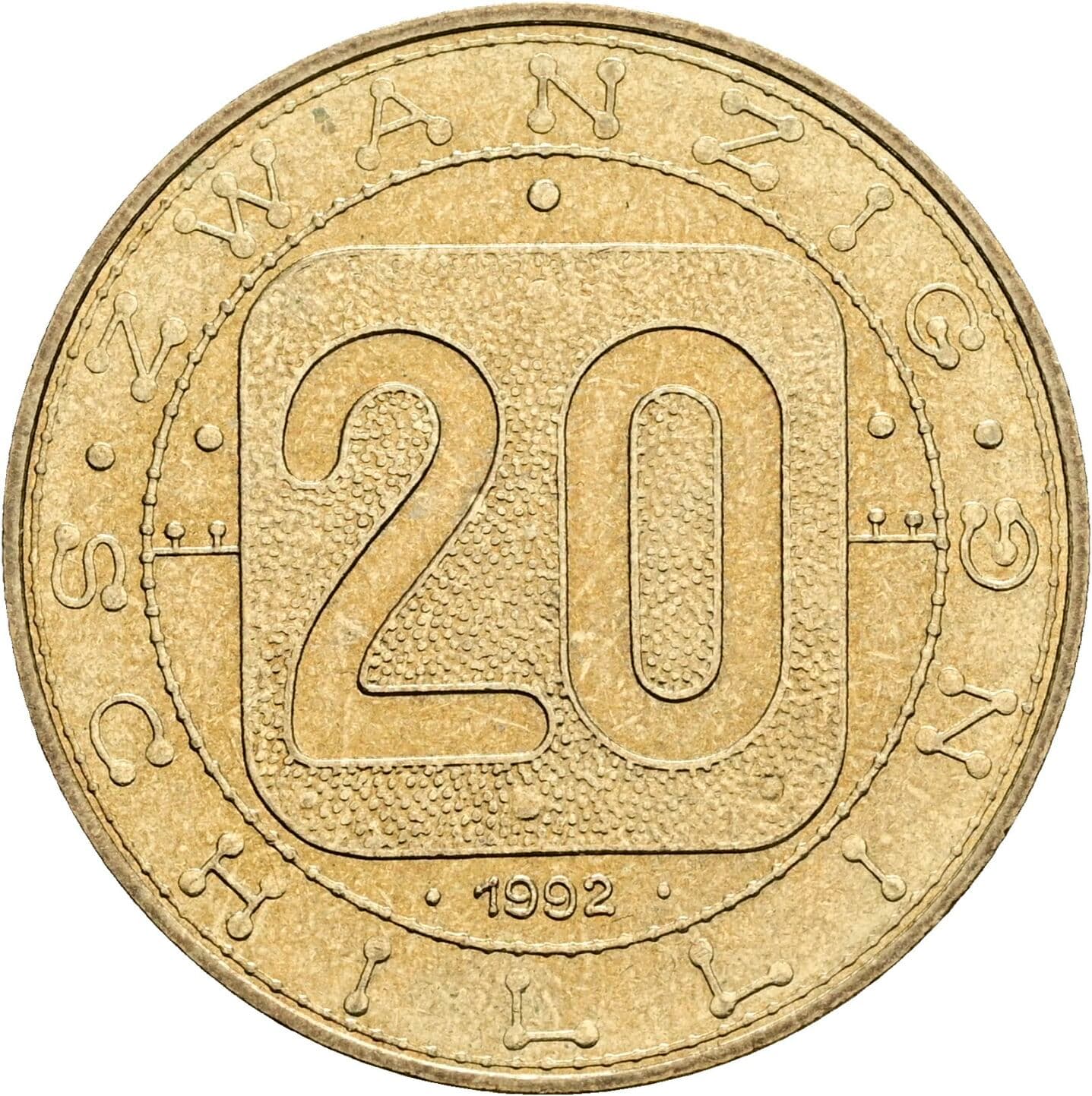 20 Schilling 1992 – Vorderseite