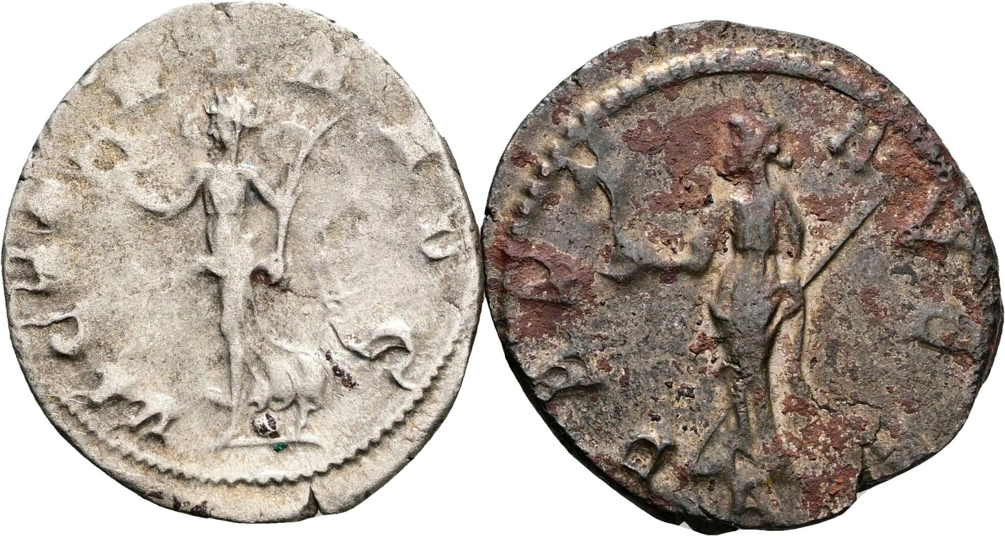 Lot 2 Stück Antoniniane Gordianus III. Pius 238-240, Maximianus 286-310 – Rückseite