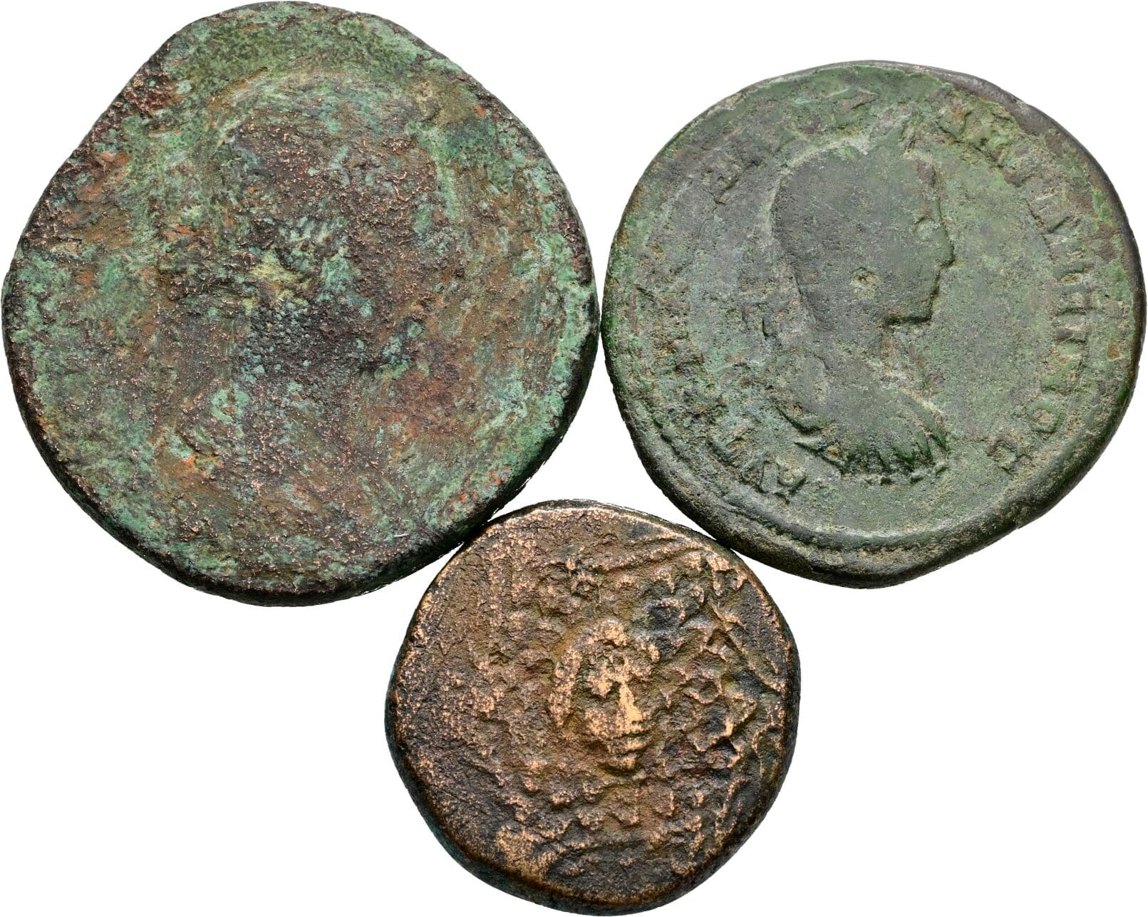 Lot 2x Bronze, 1x Sesterz unbestimmt