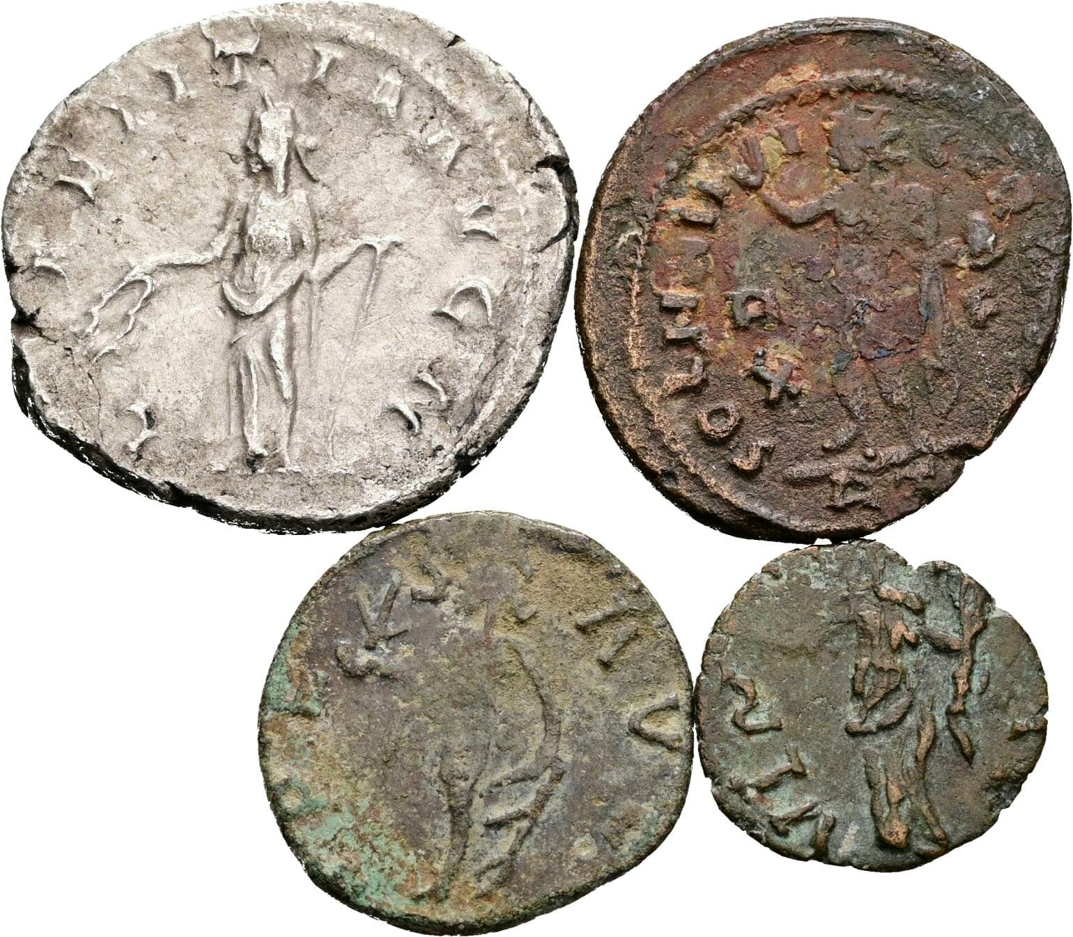 Lot 1x Denar, 3x unbestimmte Münzen