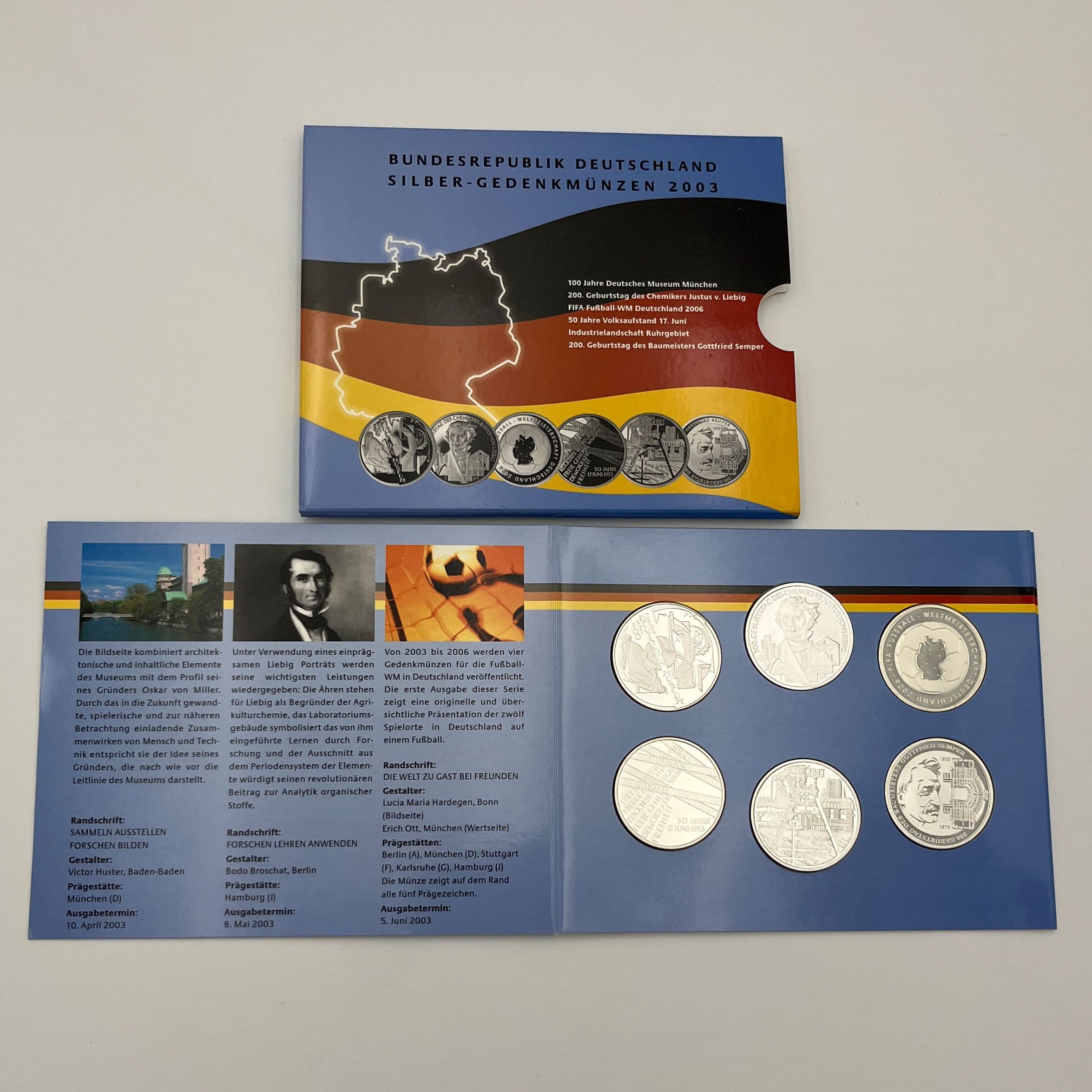 Silber-Gedenkmünzenset (= 5x 10 Euro)