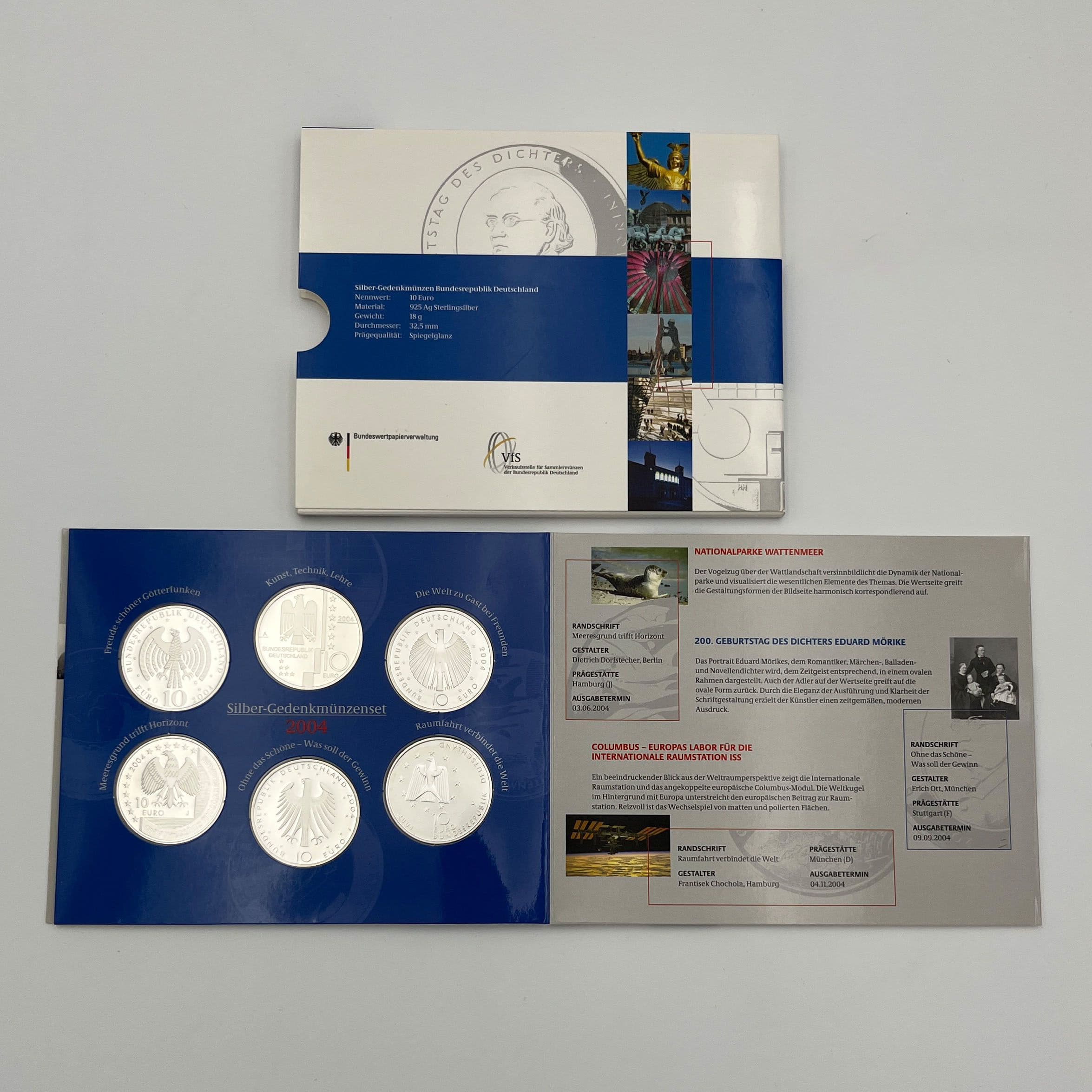 Silber-Gedenkmünzenset (= 6x 10 Euro)