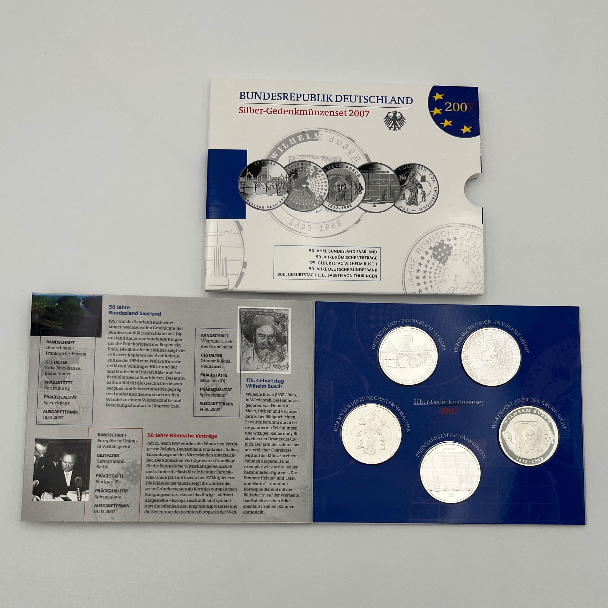 Silber-Gedenkmünzenset (= 5x 10 Euro)