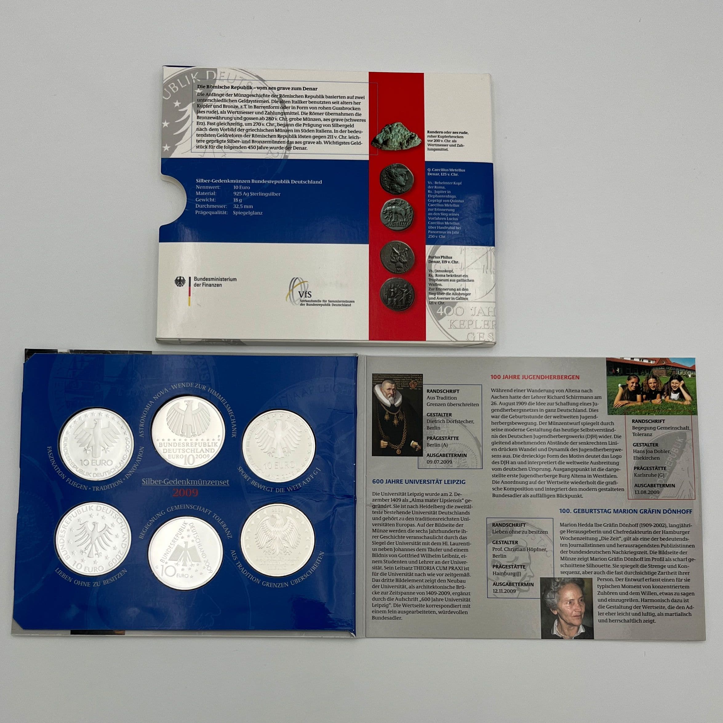 Silber-Gedenkmünzenset (= 6x 10 Euro)