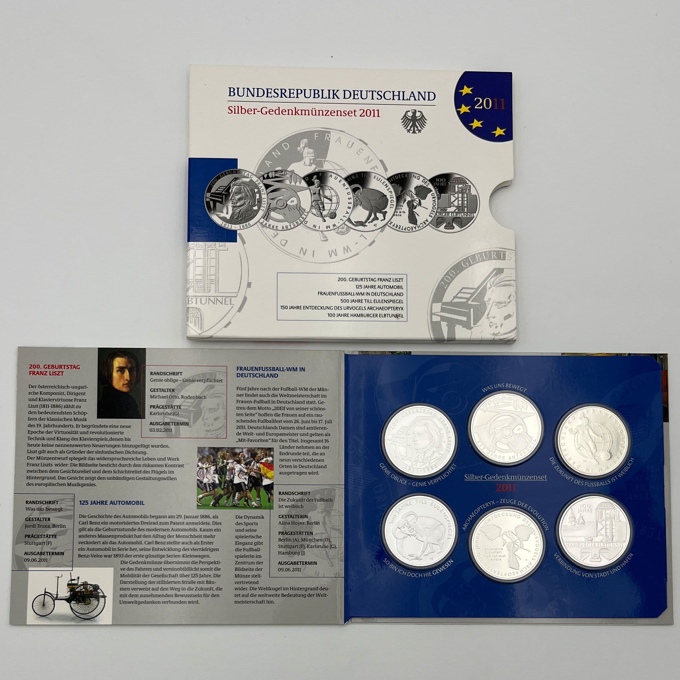 Silber-Gedenkmünzenset (= 6x 10 Euro)