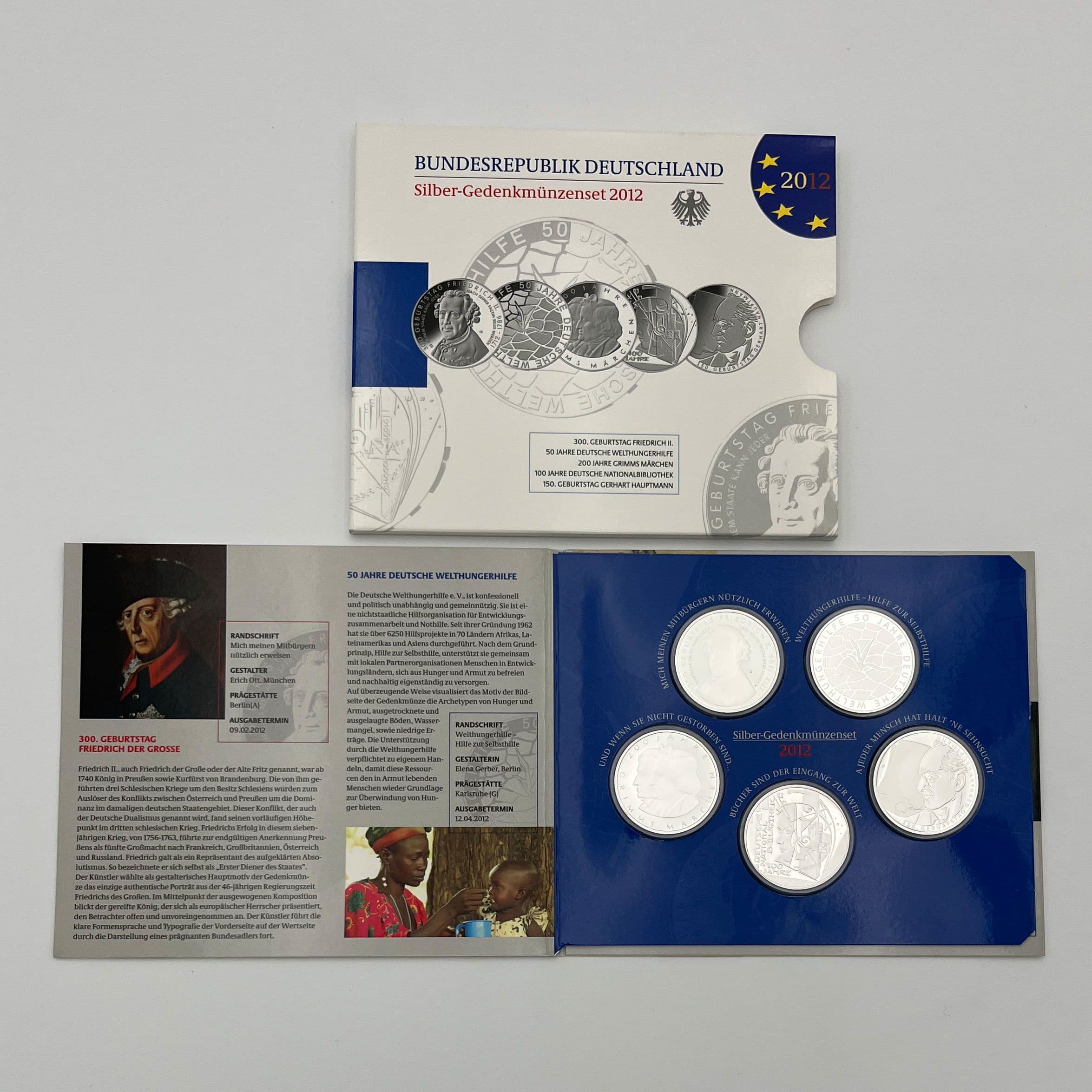 Silber-Gedenkmünzenset (= 5x 10 Euro)